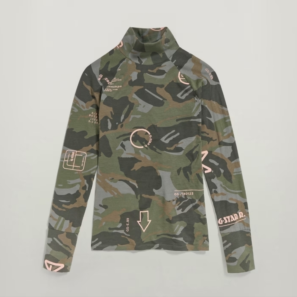 NEW G-Star Camo Slim Fit Turtleneck Size Small